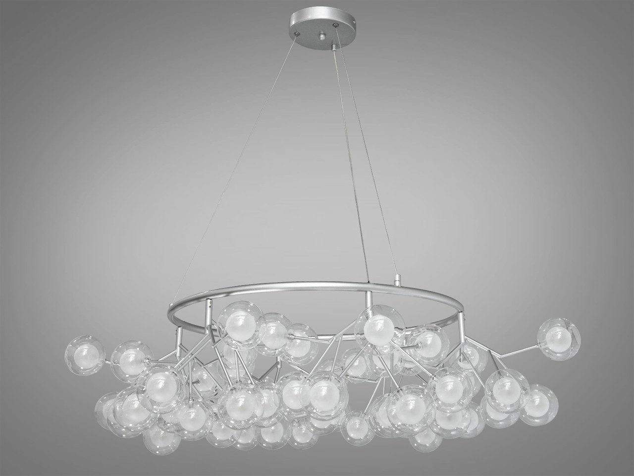 Підвісна люстра в зал "Світлячок", 54 лампи, хром сатин, фото 1