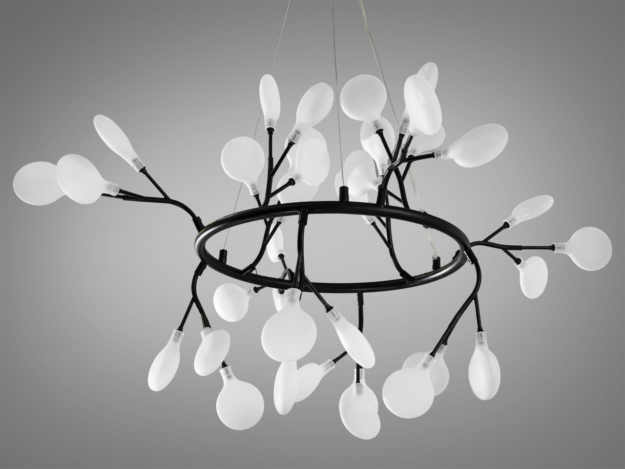 Люстра "Світлячок" на тросах підвісах , 36 ламп чорна, фото 1