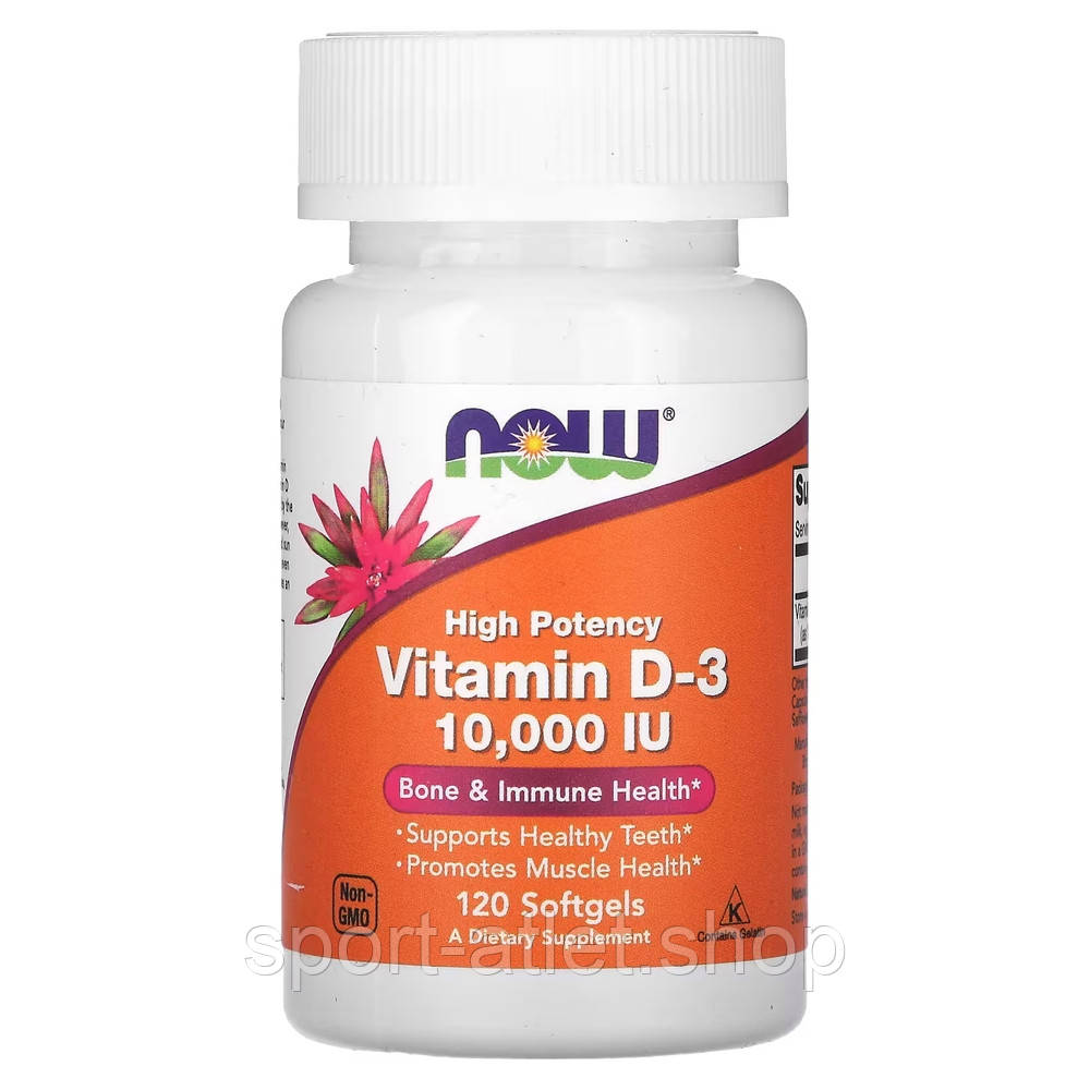 Вітаміни та мінерали NOW Vitamin D3 10000 IU High Potency, 30 капсул