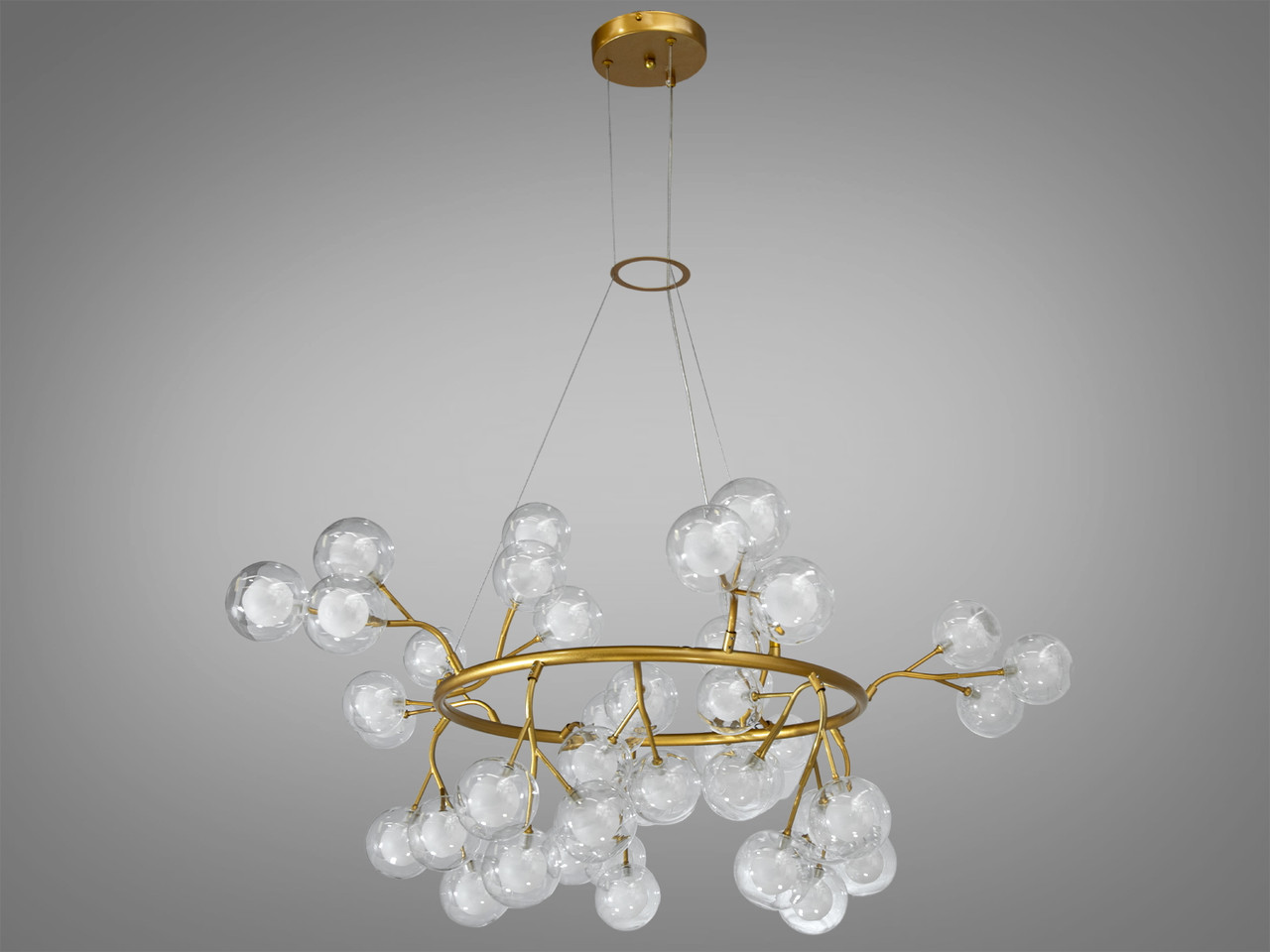 Підвісна люстра "Світлячок", 45 ламп, золото сатин, фото 1