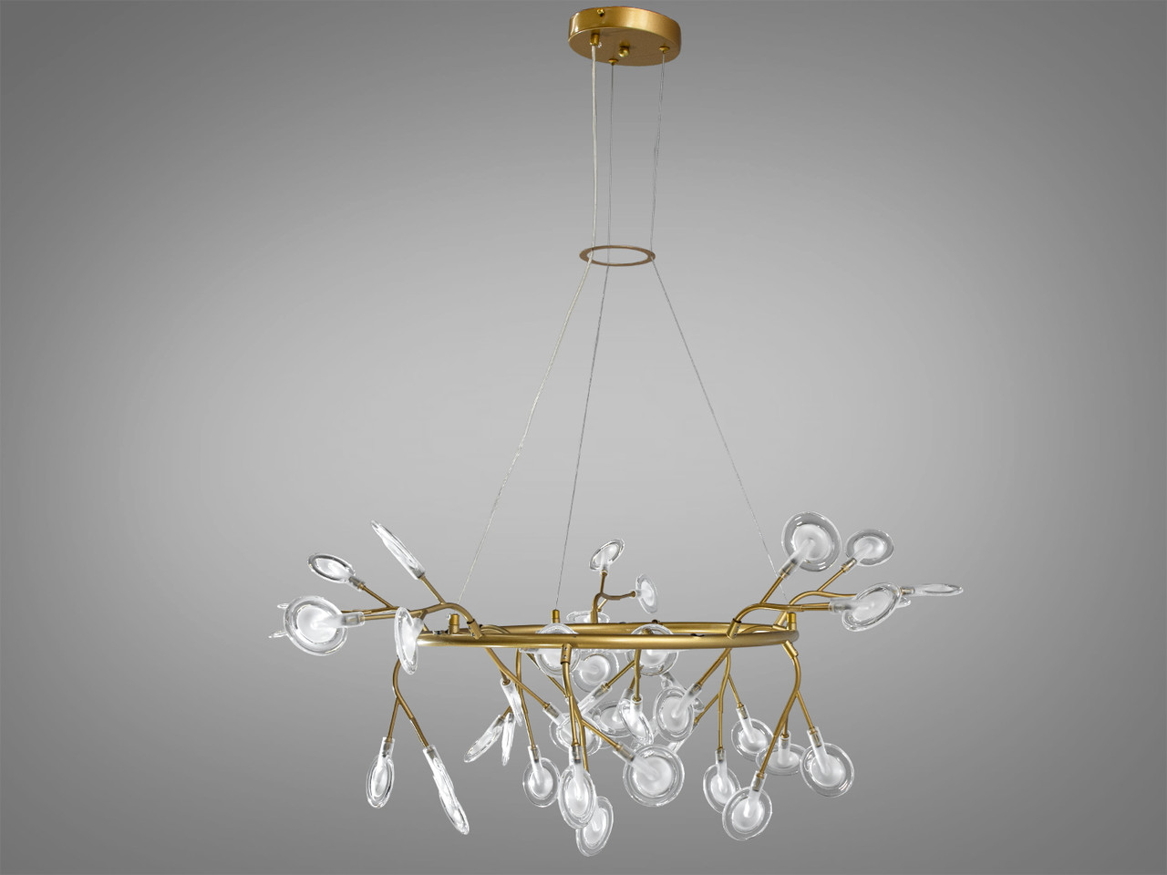 Підвісна люстра "Світлячок", 45 ламп, золото сатин, фото 1