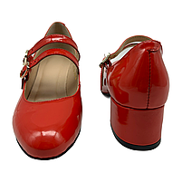 Туфлі жіночі в стилі Мері Джейн на підборах 4 см из лакової шкіри червоного кольору “Style Shoes”, фото 5