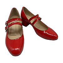 Туфлі жіночі в стилі Мері Джейн на підборах 4 см из лакової шкіри червоного кольору “Style Shoes”, фото 6