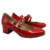 Туфлі жіночі в стилі Мері Джейн на підборах 4 см из лакової шкіри червоного кольору “Style Shoes”, фото 4