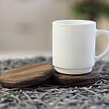 Підставка під чашку бокал з натурального дерева горіх, діаметр 10 см, фото 3