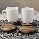 Підставка під чашку бокал з натурального дерева горіх, діаметр 10 см, фото 2