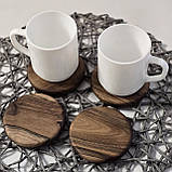 Підставка під чашку бокал з натурального дерева горіх, діаметр 10 см, фото 6