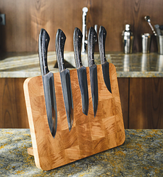 Магнітна підставка для ножів 30х25 см, натуральне дерево, блок-підставка кухонна