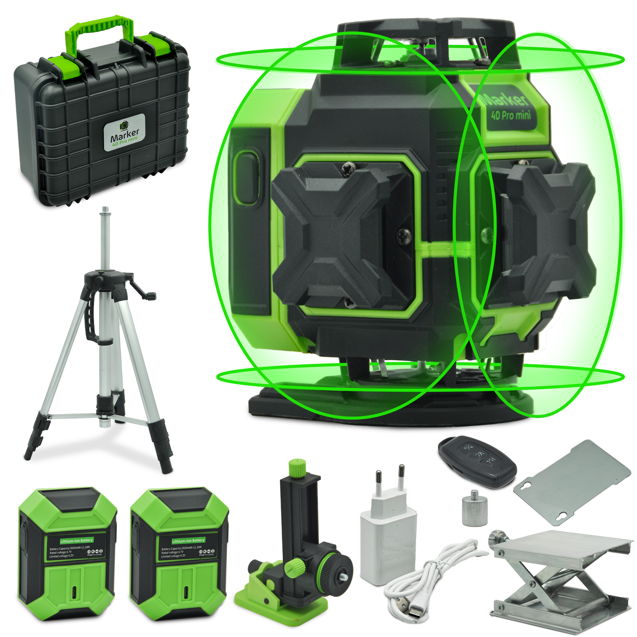 Лазерний рівень нівелір Marker 4D-360 Mini Pro 16 линий + штатив з мікроліфтом