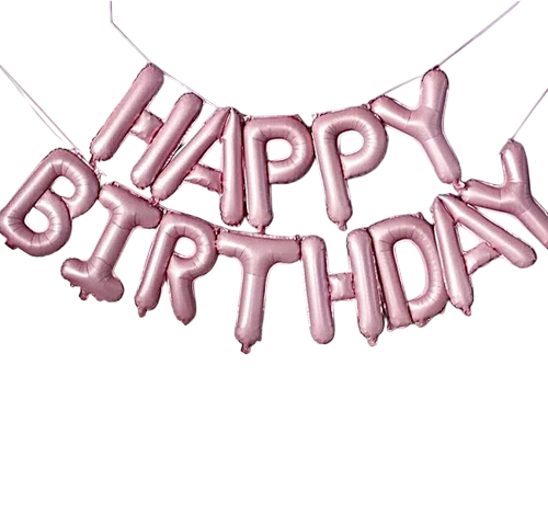 Фольговані букви | гірлянда "HAPPY BIRTHDAY", рожевий металік, фото 1