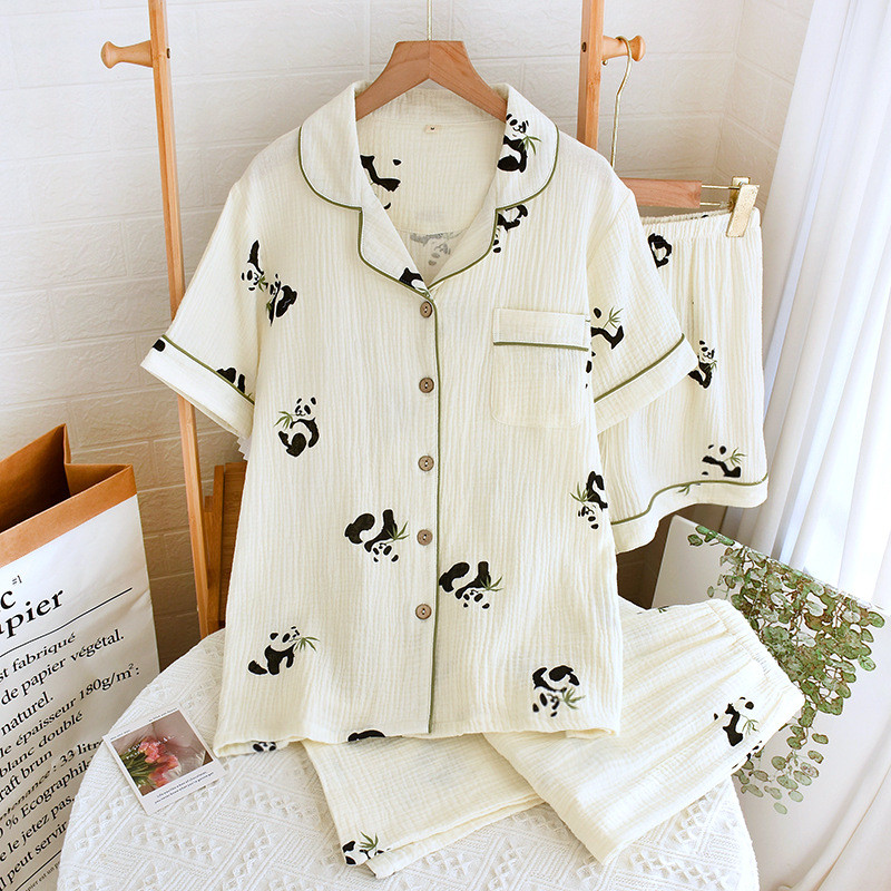 Піжама муслінова 3 в 1 панда трійка мусліновий комплект для дому та сну goldenpanda, фото 1