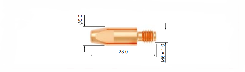 Накінечник PB2504 - 1.0;1.2A M6/28 (для зварювання алюмінія) від PARKER