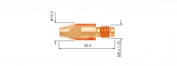 Накінечник PB4015 - 1.0; 1.2, 1.6мм A CUCRZR з Цирконієм M8х30 (для зварювання алюмінія) від PARKER