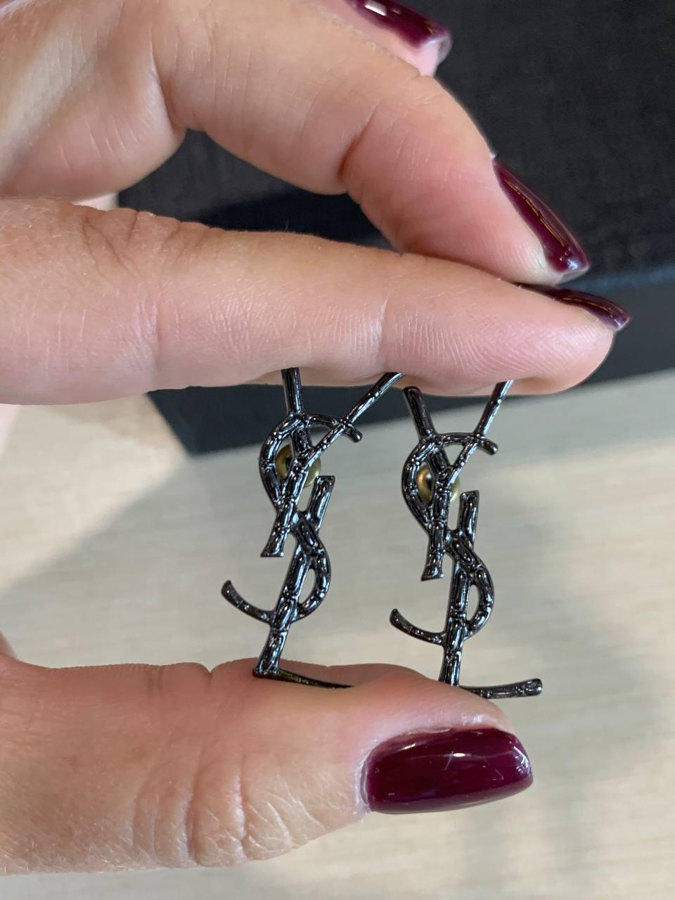 Сен Лоран сережки / Yves Saint Laurent сережки чорні