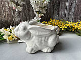 Кашпо з кераміки 9 х 17 см срібного кольору "Кролик", фото 2