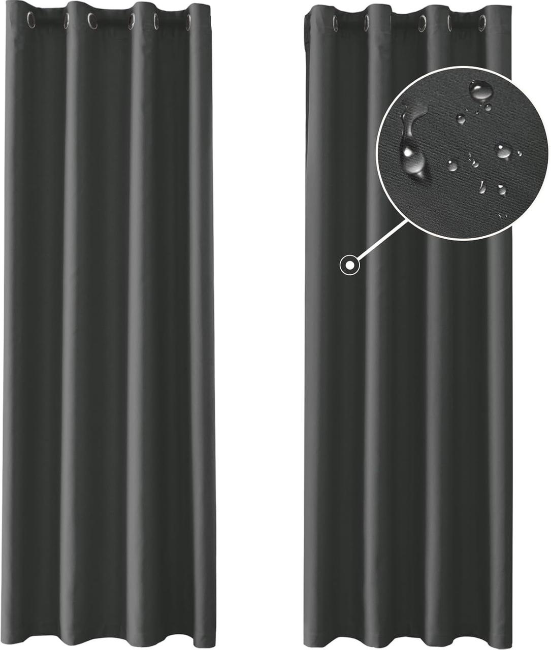 Штори теплові 140 x 260 см 2 шт водонепроникні, непрозорі, сірі