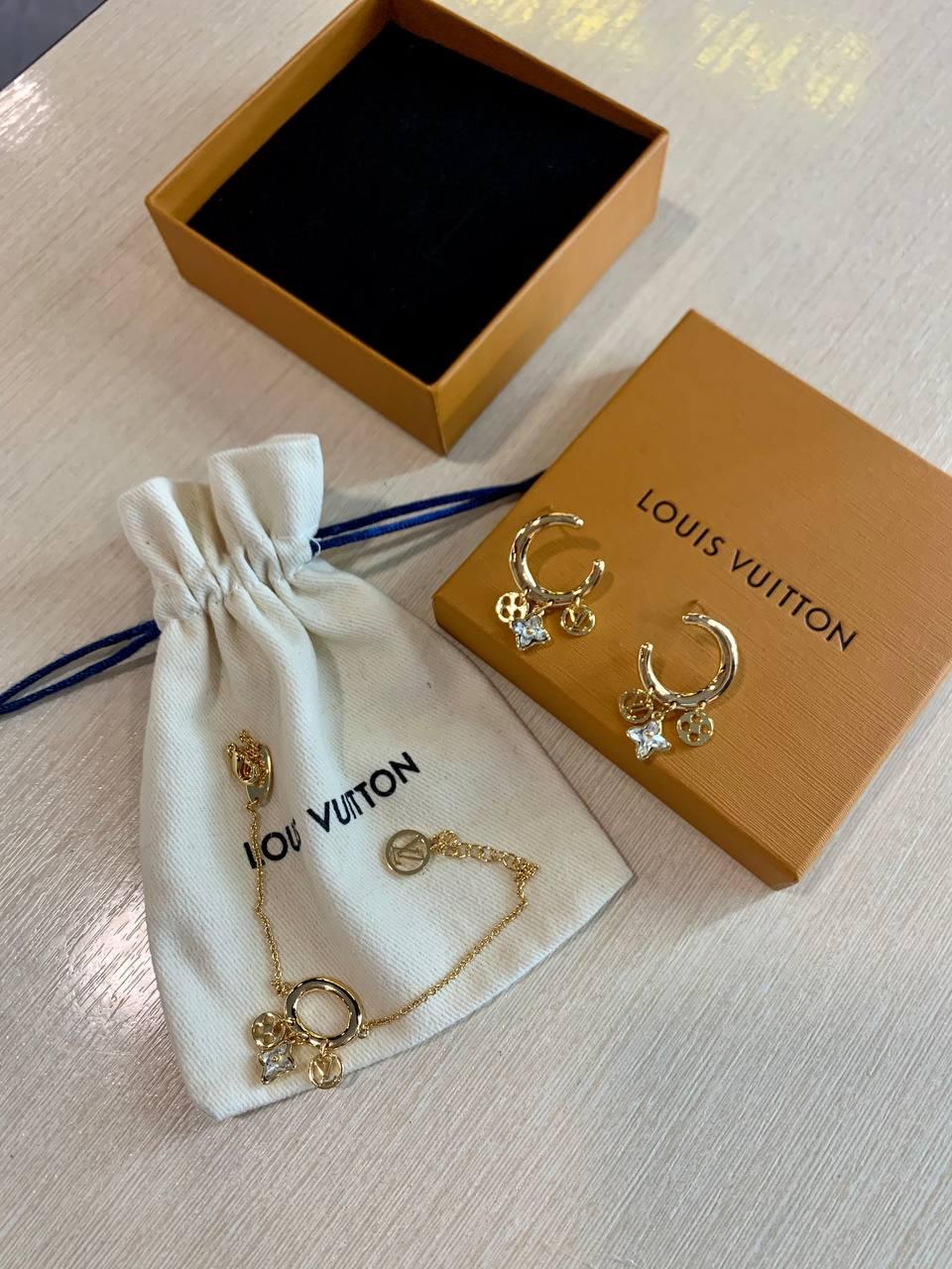 Луї Віттон комплект / Louis Vuitton браслет і сережки