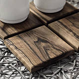 Підставка під чашку бокал з натурального дерева горіх, квадрат 10 см, фото 5