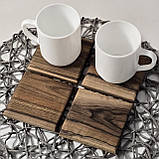 Підставка під чашку бокал з натурального дерева горіх, квадрат 10 см, фото 6