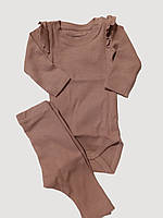 Костюм на дівчинку в рубчик подарунковий комплект на новонароджену 56 см (1-2М)