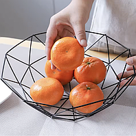Фруктовниця велика, глибока, металевий кошик для фруктів, солодощів (чорний)