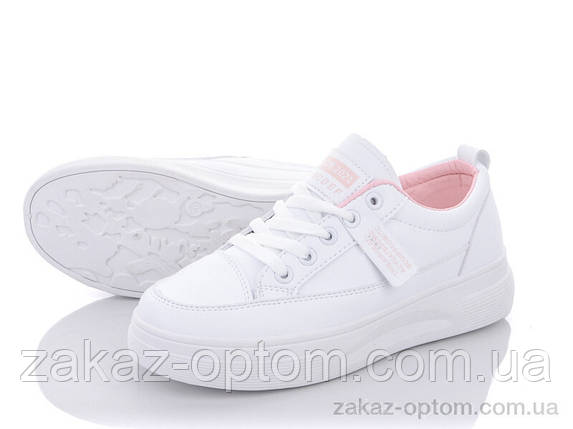 Кросівки жіночі весна-осінь (8 пар р.36-40) 192-4 white-pink, фото 1