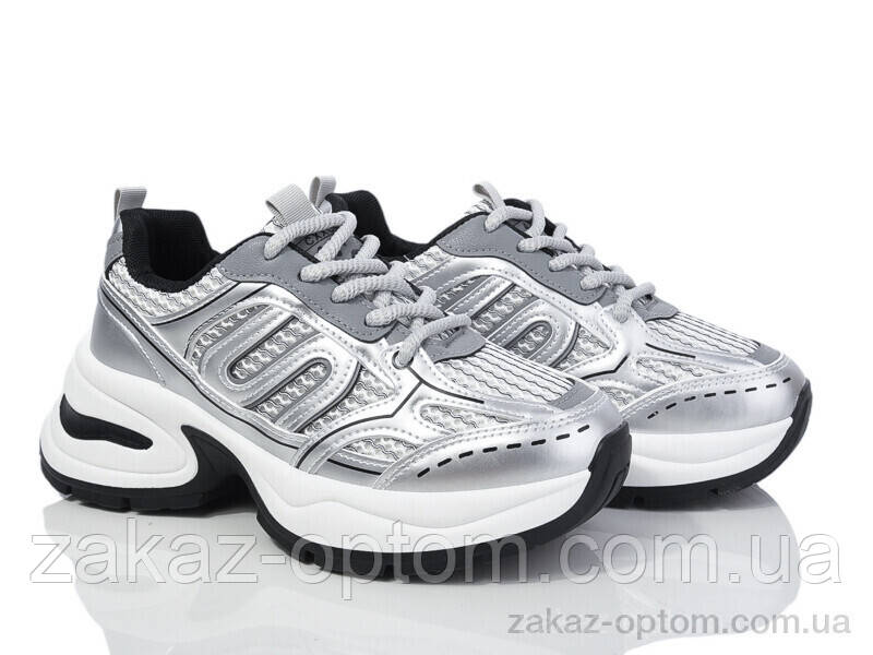Кросівки жіночі весна-осінь (8 пар р.36-41) 20-1068-4 grey-silver