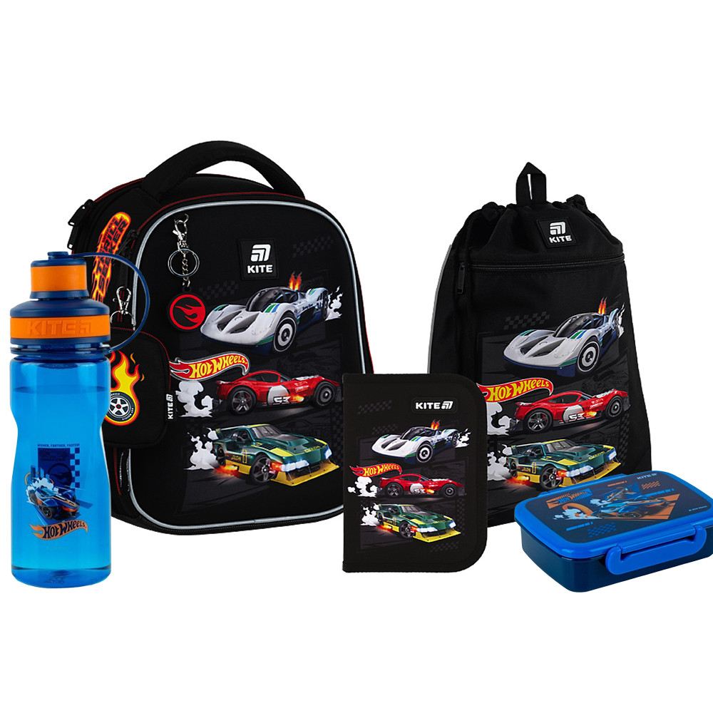 Шкільний набір 5 в 1 Kite Education Hot Wheels SET_HW25-555S