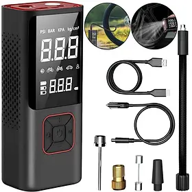 Автомобільний компресор Car Air Pump ATJ-6988 акумуляторний з дисплеєм 150PSI 12V 60W Black (3_06196)