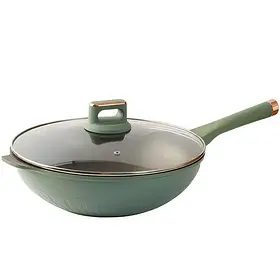 Сковорода WOK MD-16815 з антипригарним покриттям та кришкою 32см Green (3_06204)