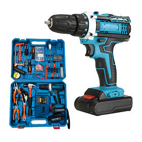 Шуруповерт акумуляторний RIAS IS-26 з набором інструментів 24V 2xАКБ у Кейсі Blue (3_06215)