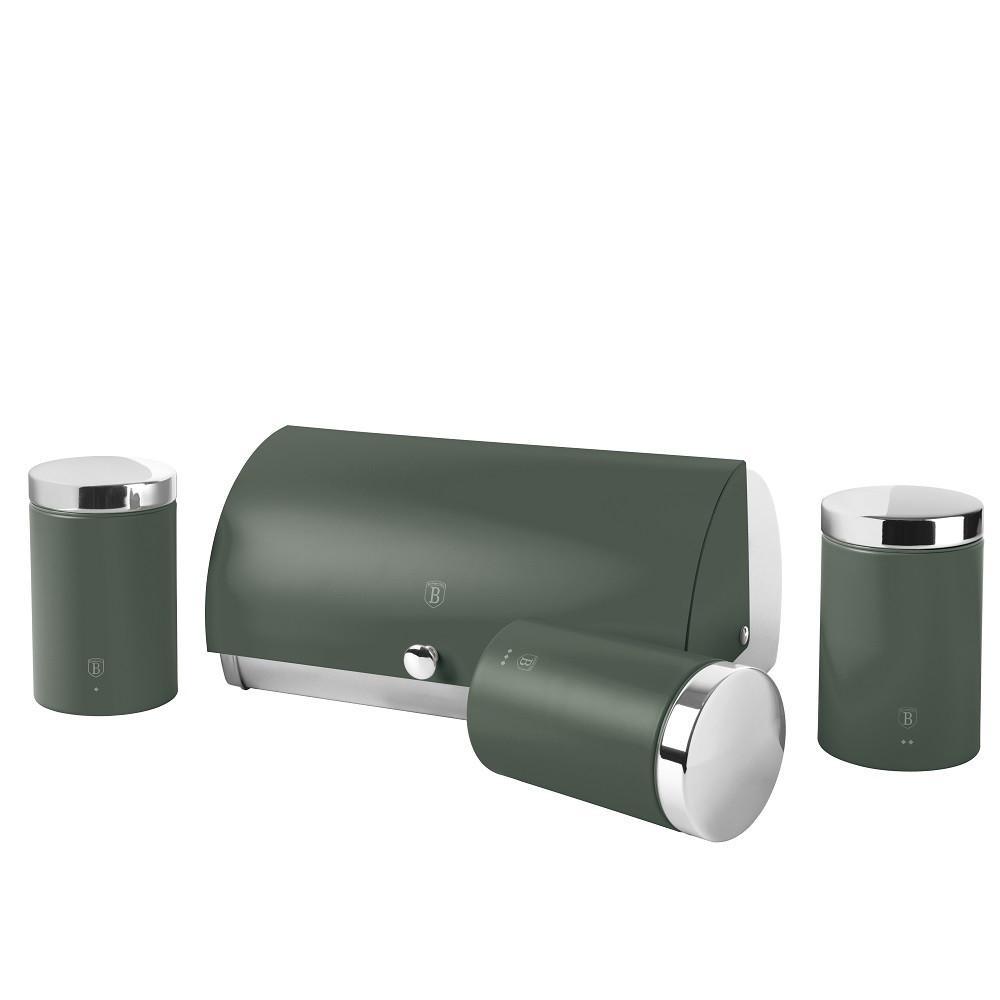 Набір хлібниці з трьома ємностями для зберігання продуктів Berlinger Haus Matte Green Collection (BH-6833)