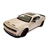 Машинка металева Dodge Challenger SRT Додж сіра 1:24 звук світло відкр двері баг капот 20*7*5,5см (GT-12099), фото 4