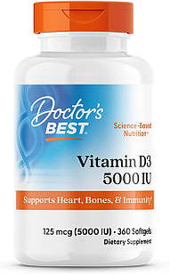 Лікар безт вітамін Д3 Doctor's Best Vitamin D-3 5000 IU 360 гелевих капсул