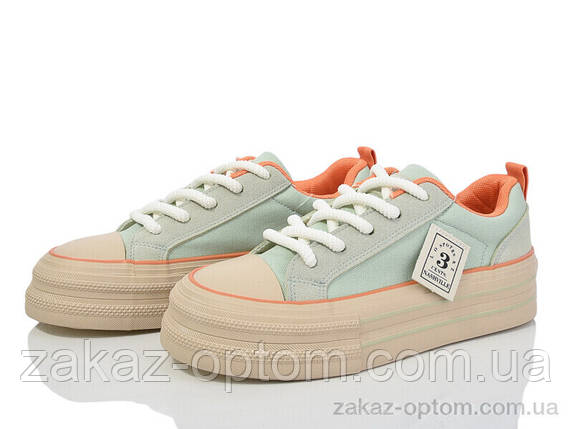 Кеди жіночі весна-осінь (8 пар р.36-40) 170-28 green-orange, фото 1