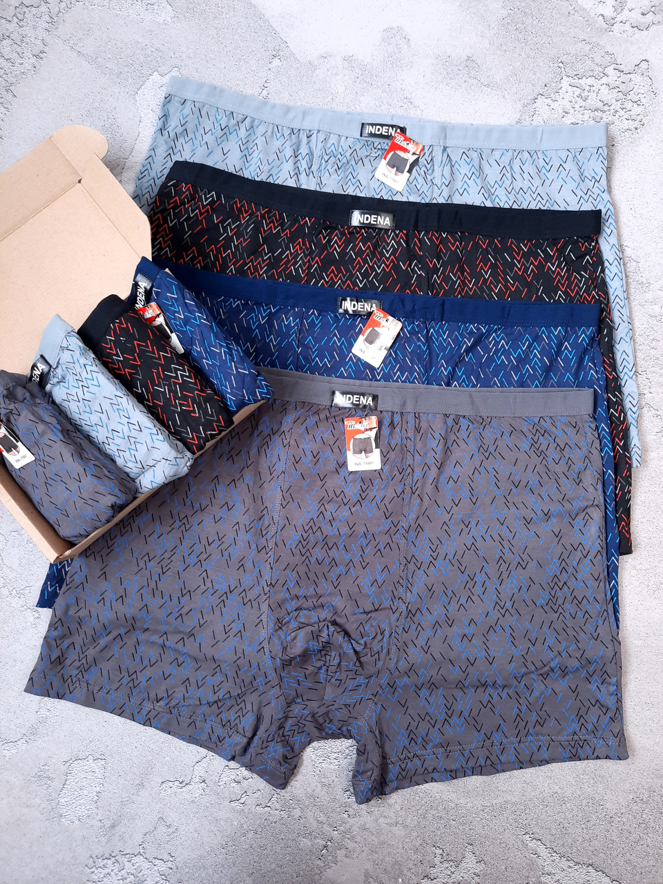 Чоловічі труси боксери від 5XL до 7XL розміри великі бамбук набір 4шт Індена чоловіча білизна, фото 1