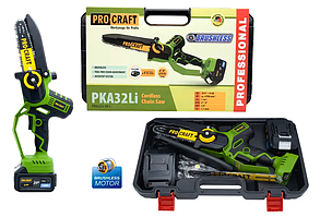 Акумуляторна мініпила Procraft PKA32Li в кейсі (1 акумулятор, зарядна, 2 шини + 2 ланцюги)