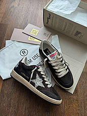 Жіночі коричневі замшеві кросівки Golden Goose Super-Star із зіркою кеди, фото 4