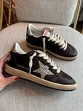 Жіночі коричневі замшеві кросівки Golden Goose Super-Star із зіркою кеди