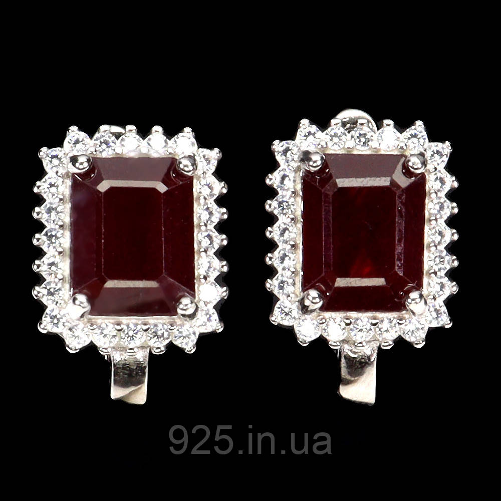 Сережки. Натуральний рубін. Срібло 925.