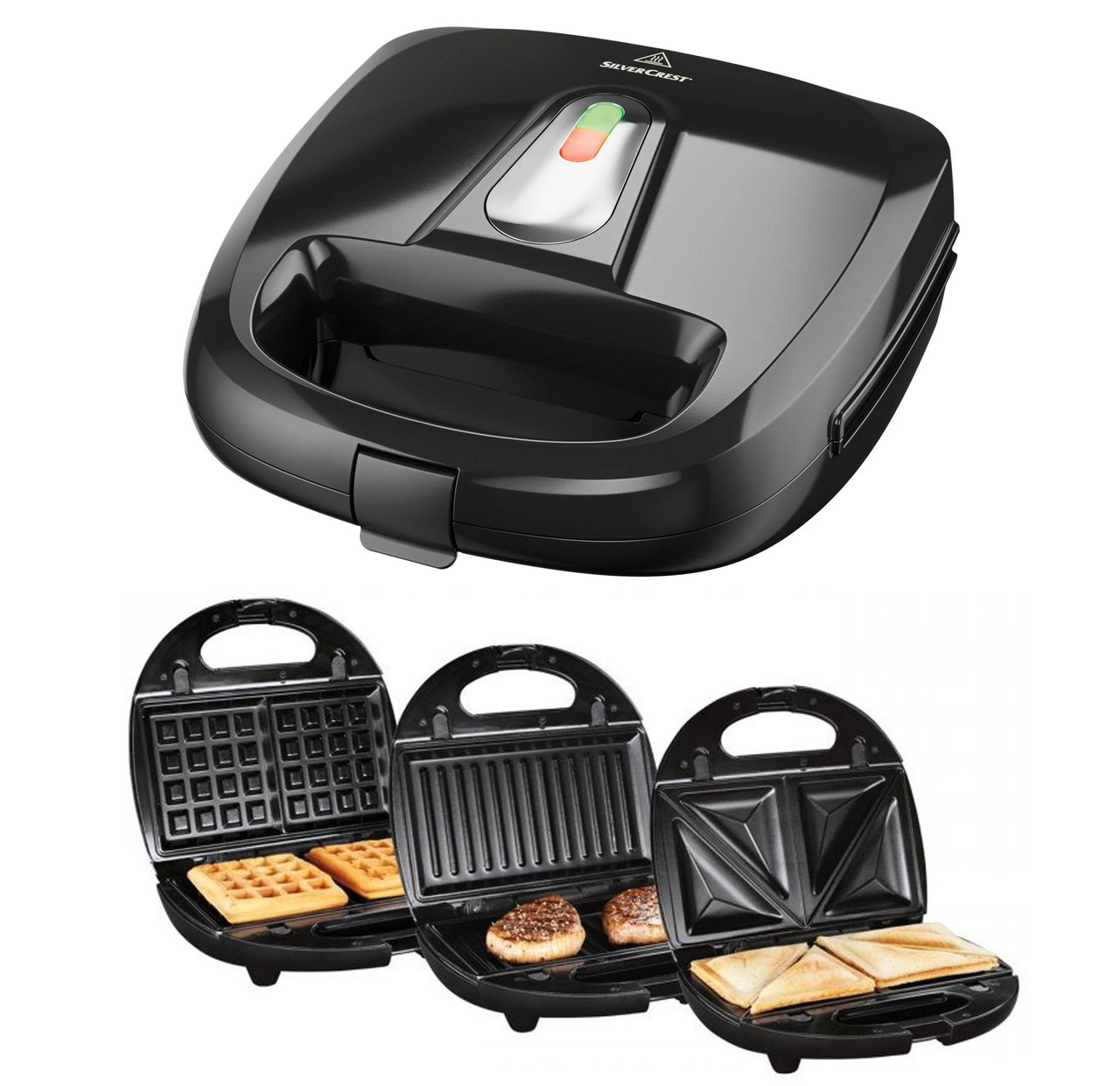 Мультипекарь Silver Crest SSMW 750 3в1 (сендвичница, вафельниця, гриль, 750 Вт, Німеччина), фото 1