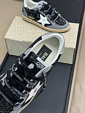 Жіночі чорні шкіряні кросівки кеди Golden Goose Super-Star з білою зіркою, фото 4