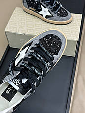 Жіночі чорні шкіряні кросівки кеди Golden Goose Super-Star з білою зіркою, фото 5