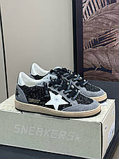 Жіночі білі чорні шкіряні кросівки Golden Goose Super-Star з чорною зіркою білі кеди, фото 2