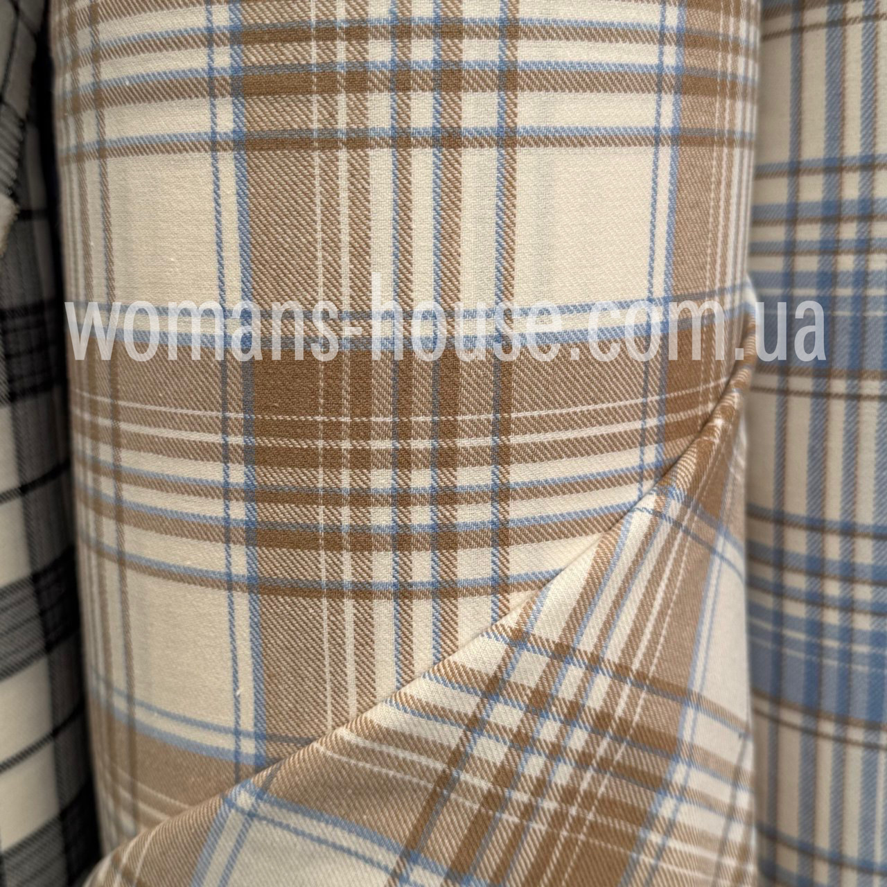 Сорочкова клітина Байка тонка Фланель Бежевий з коричневим, фото 1