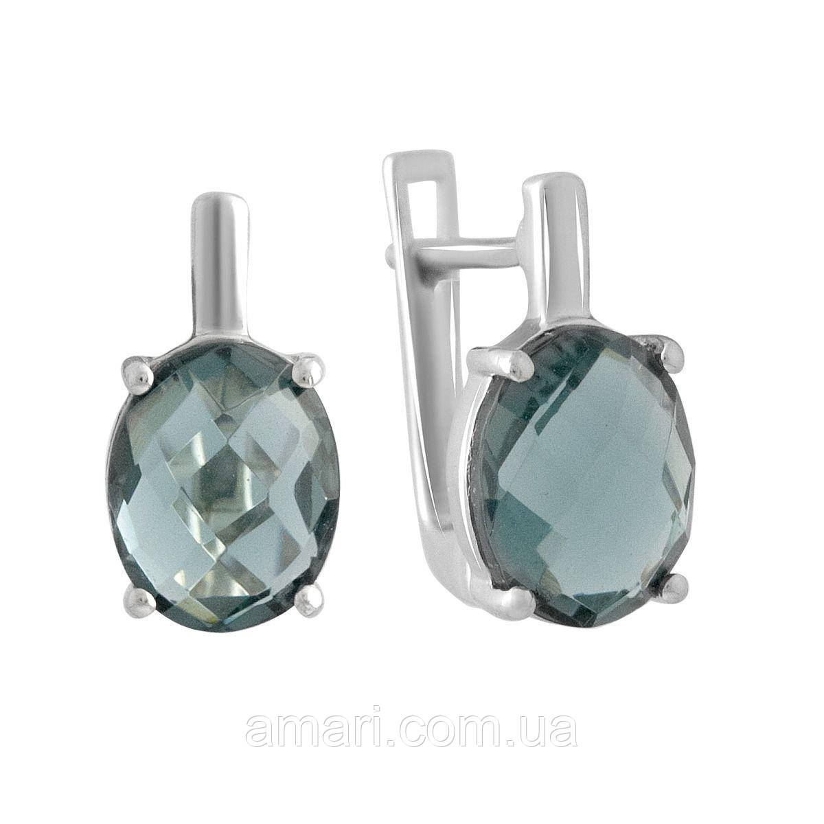Срібні сережки Komilfo з топазом Лондон Блю 4.283ct (2020240)
