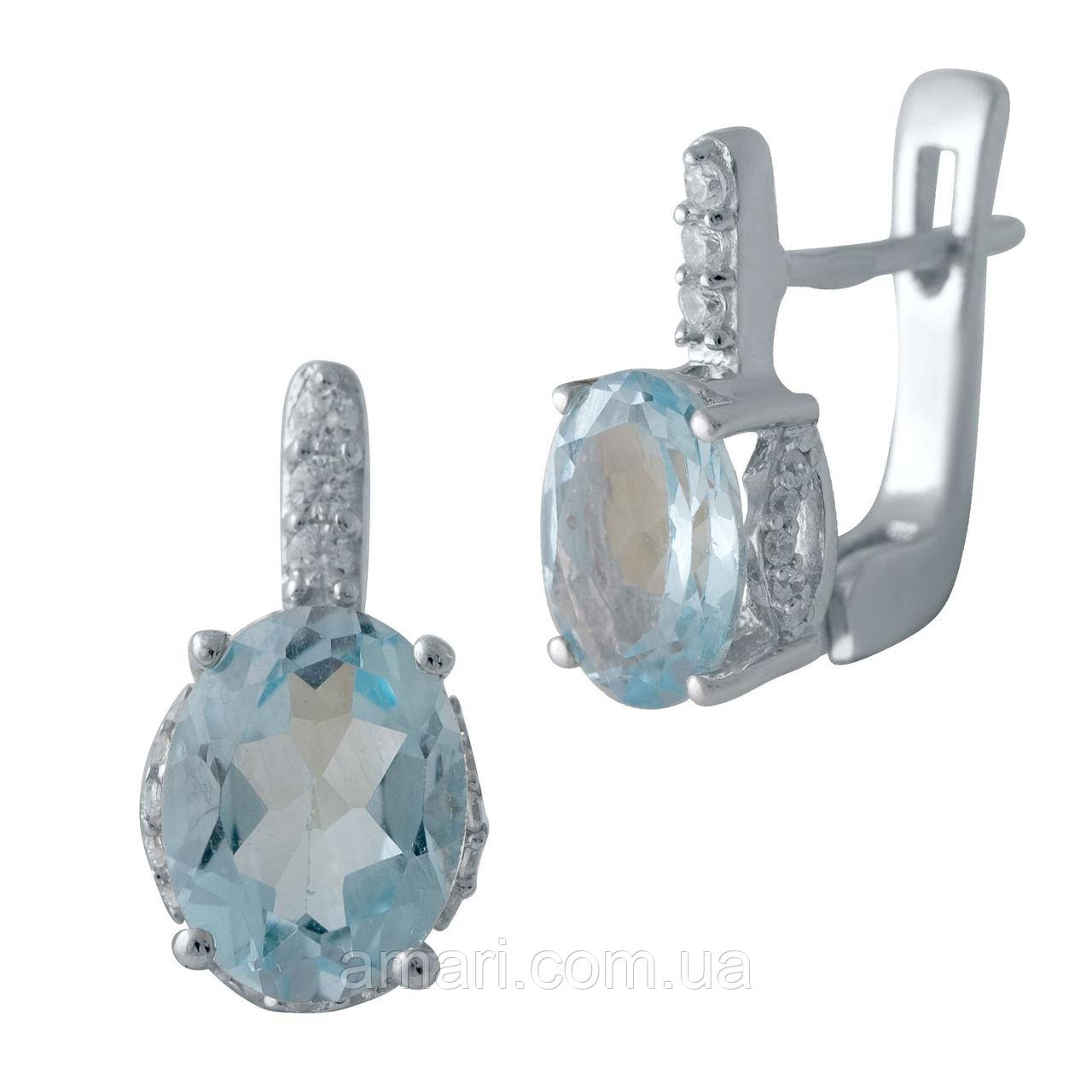 Срібні сережки Komilfo з натуральним топазом 5.115ct (2042815)