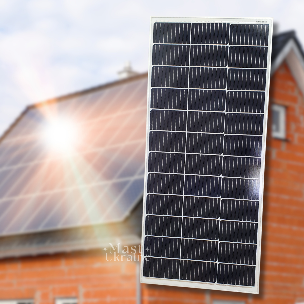 Портативна монокристалічна сонячна панель 100W, сонячна батарея з ламінованим склом HI-100W, фото 1