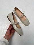 Балетки жіночі шкіряні молочні, фото 9