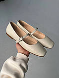 Балетки жіночі шкіряні молочні, фото 10